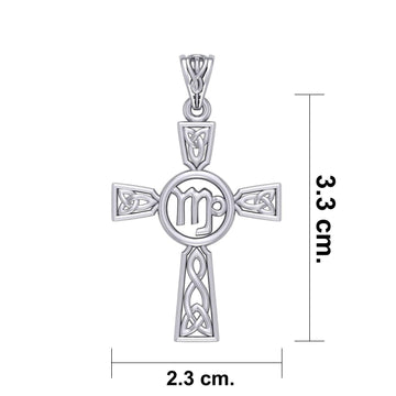 Celtic Cross Virgo Astrology Zodiac Sign Silver Pendant TPD5953 - Jewelry
